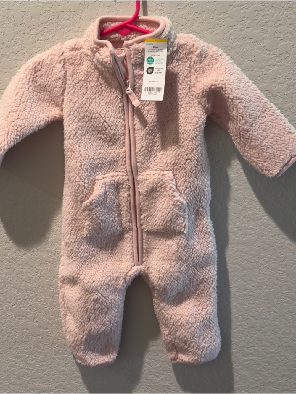 Carter's Light Pink Sherpa Baby One-Piece Footie